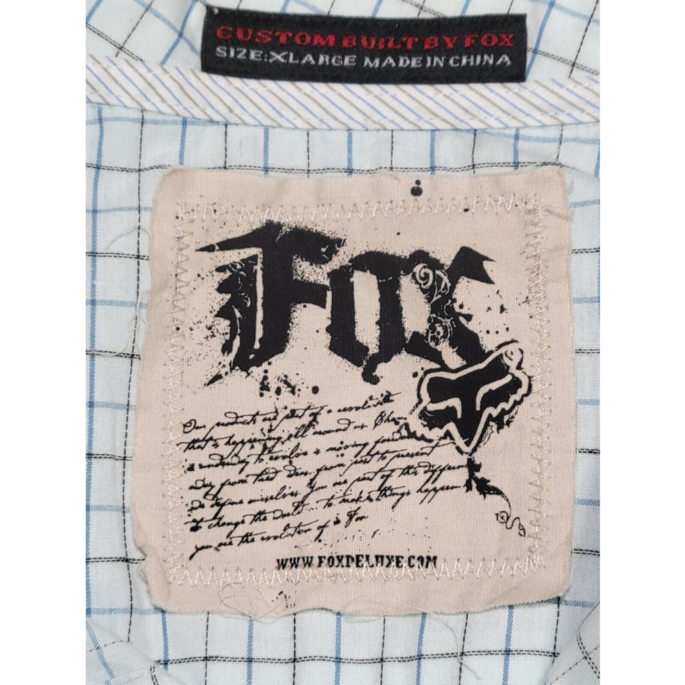Fox Racing Boys Sz XL Plaid Short Sleeve Button Up Shirt White Blue NWT